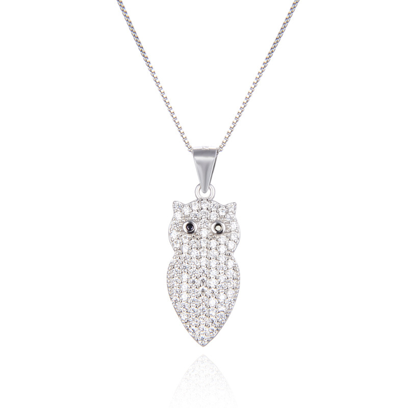 Transfronterizo nuevo 925 plata hermoso collar búho mujer europea y americana alta sensación simple colgante de clavícula de animales