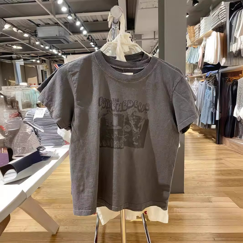 bm Style Brandy Same Style New American Retro Rock Band Printed Top bm Short-sleeved T-shirt for Women