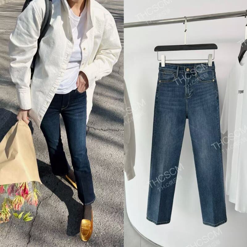 26 Early Spring New Style High Elasticity Barely-There Feel Straight Leg Fm Denim Black Base Blue Classic Slim Fit Skinny Jeans