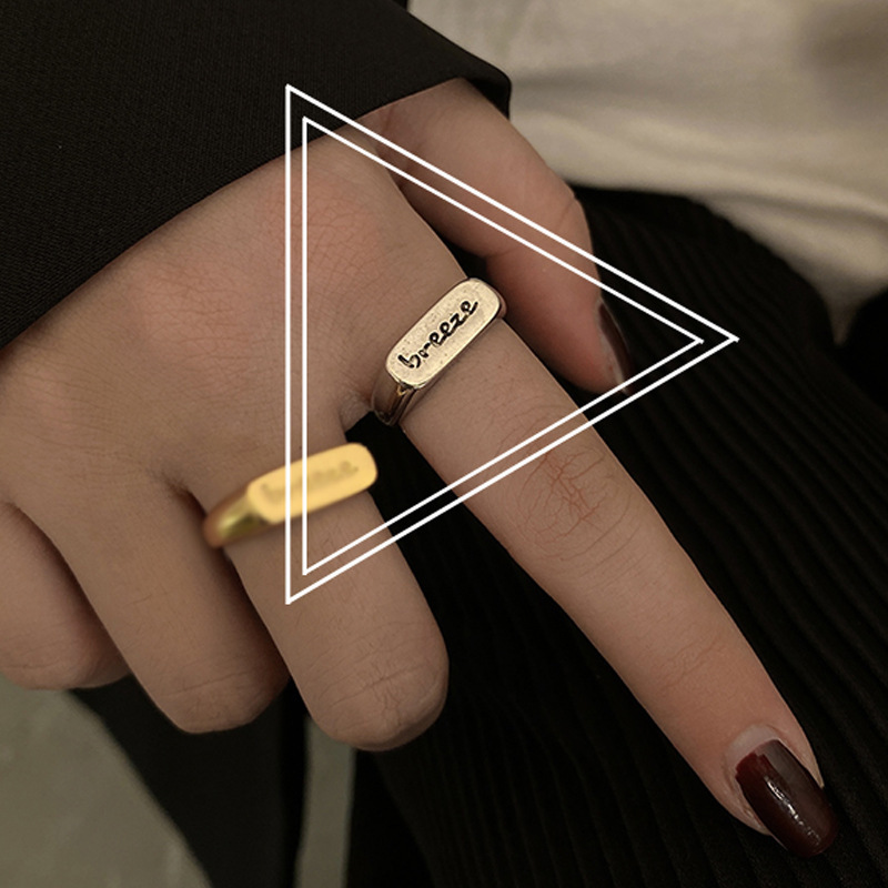 Japanese And Korean Fashion English Letters Ring Ins Special-interest Design Cut Open Couple Rings New Fashion Index Finger Ring display picture 16