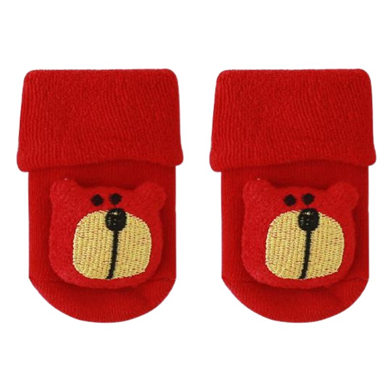 Calcetines para bebés, calcetines para bebés, calcetines para bebés, calcetines de suelo antideslizantes, calcetines de luna llena roja, calcetines de Año Nuevo.
