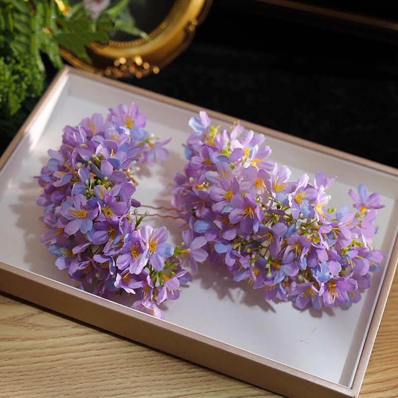 Fairy-Like Floral Hairpin with Artificial Flowers, New Chinese-Style Hairpin, Bridal Hair Accessory