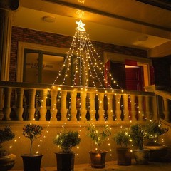 新型led星滝氷条流水灯クリスマスツリー屋外太陽エネルギー五角星灯庭園装飾灯