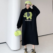 韩国新款早秋冬别致设计感小众减龄炸街宽松长袖卫衣连衣裙女潮流