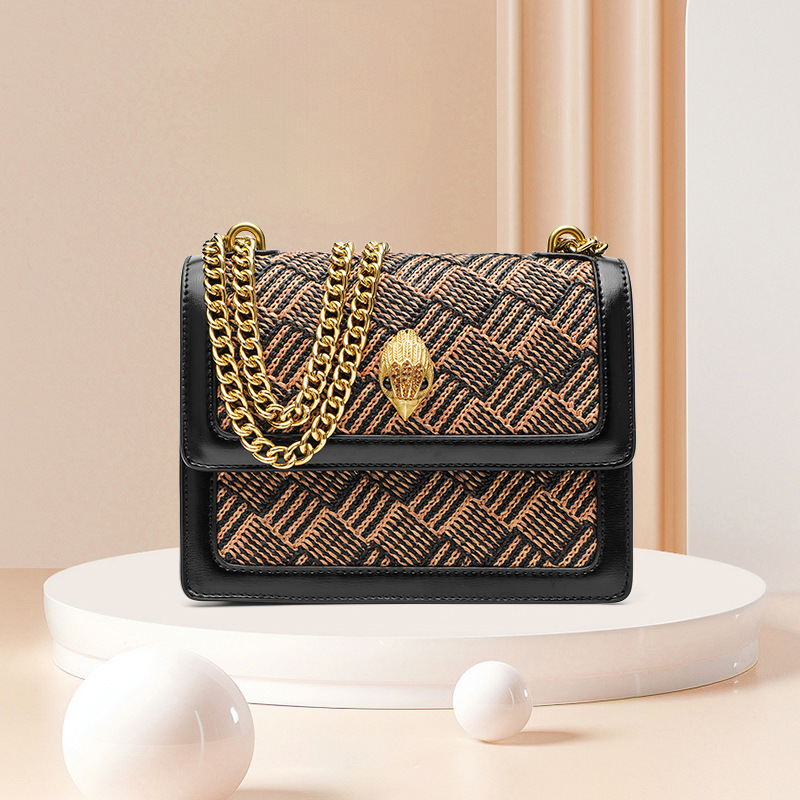 Cross-border Hot Sale European and American Retro Small Square Bag Woven Bag Women's All-match Shoulder Chain Bag Crossbody Bag Women's Bag