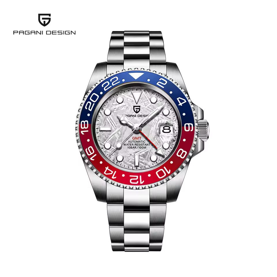 PAGANI bojiani moda reloj mecánico automático para hombre GMT reloj de dos horas calendario luminoso reloj 1662