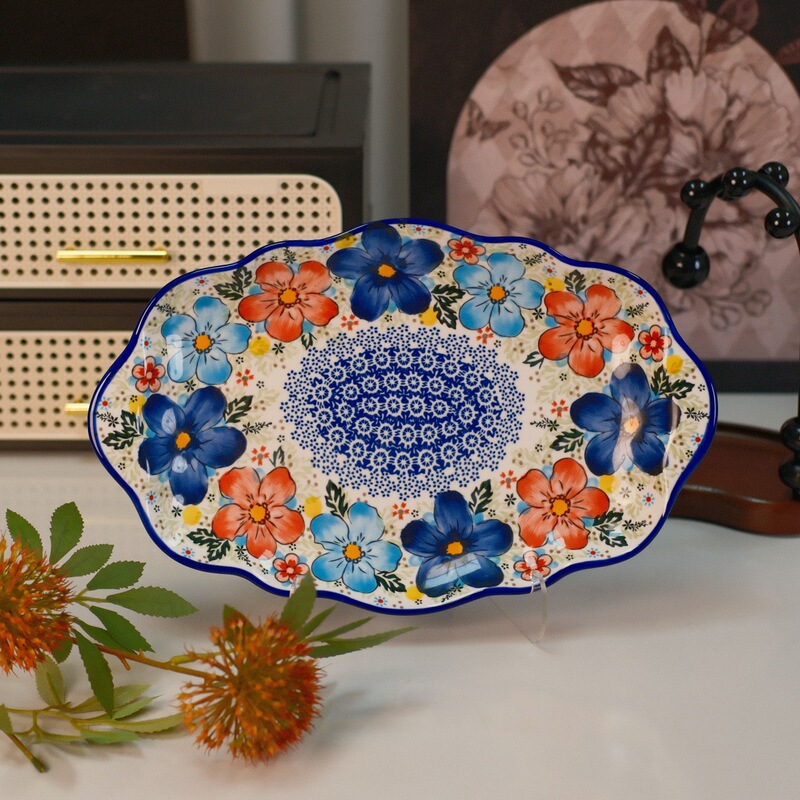 Let the Exquisite Dishes Be Served on the Table: Hand-Painted Polish Underglaze Color Large Plates, Oval Plates, Fish Plates, Western-Style Plates 13.5inch Let the Exquisite Dishes Be Served on the Table: Hand-Painted Polish Underglaze Color Large Plates, Oval Plates, Fish Plates, Western-Style Plates 13.5inch