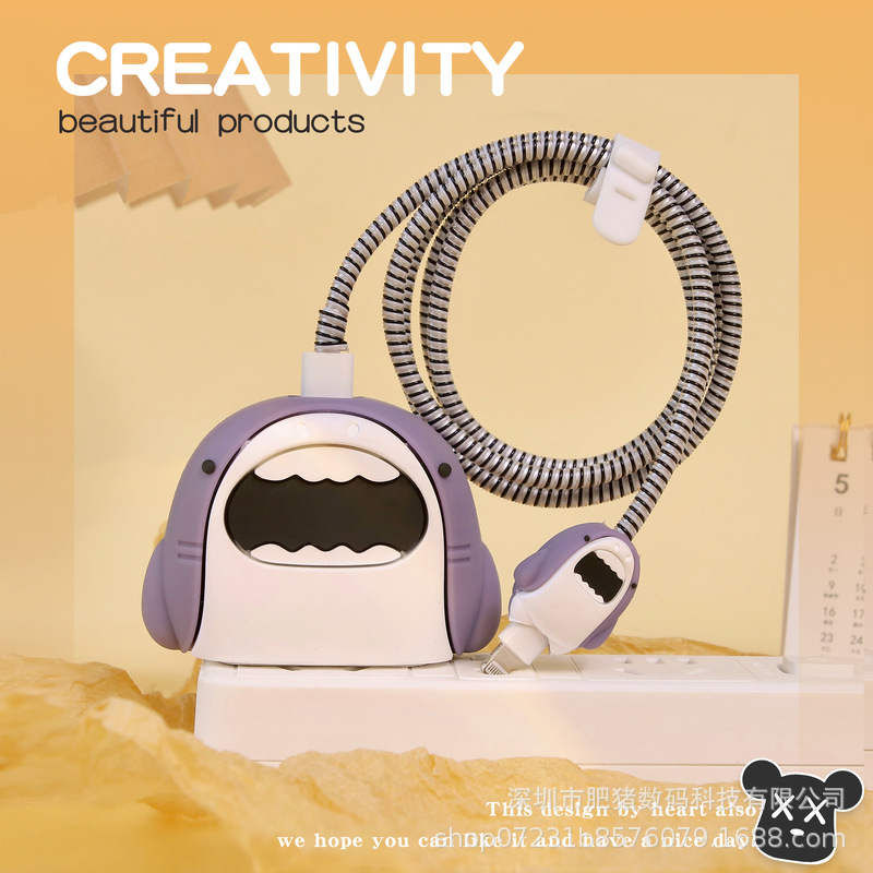 Nuevo cable de datos de dibujos animados cubierta protectora adecuado para Apple carga rápida cabeza 18/20W carga cabeza cubierta protectora Winder