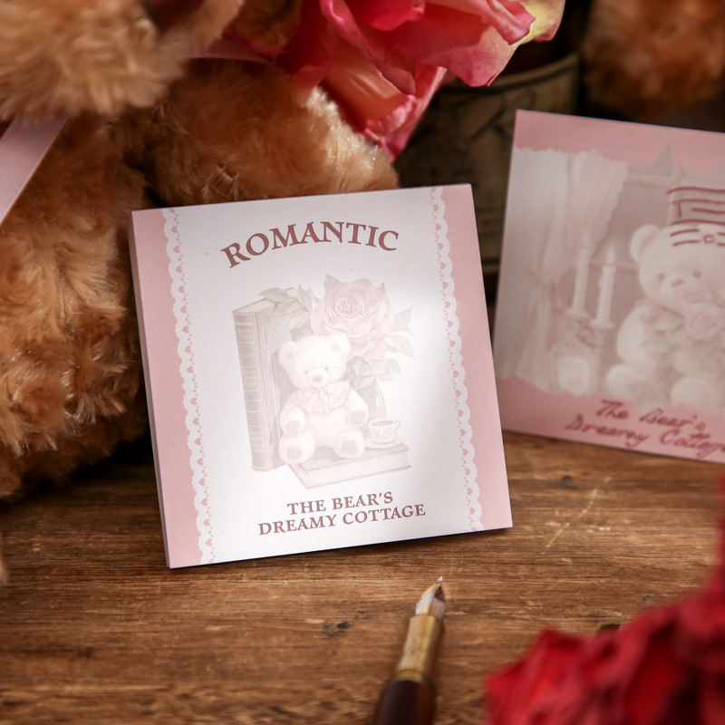 Mr. Paper Double Enjoy Cupé de notas Serie de fiestas de té de oso Caligrafía de alto valor Notas de estudiante Notas de mensaje Notas de notas