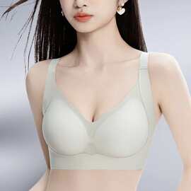 果冻169#M-2XL波浪边半固定杯无痕四排扣美背文胸亲肤集中内衣批
