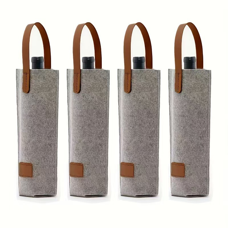 Felt Wine Bag Single Bottle Tote Bag Promotion Simple Felt Red Wine Wine Cosmetics Bag Multi-Functional Wine