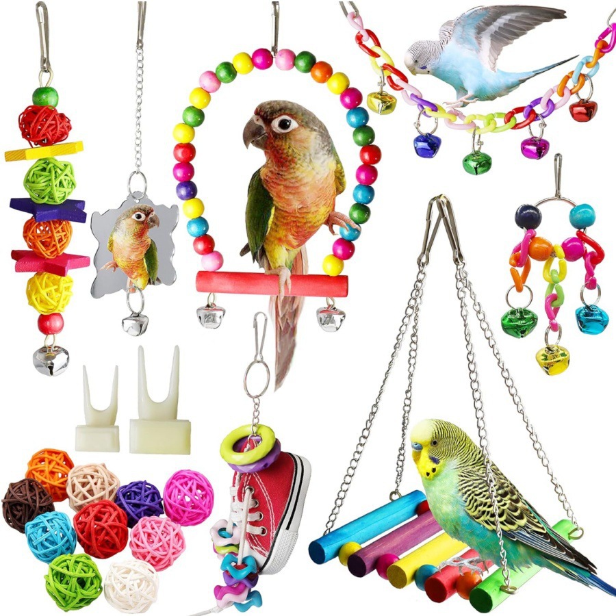 Juegos de juguetes de pájaros explosivos transfronterizos de artículos de pájaros roer y tirar juguetes de pájaros para aliviar el aburrimiento escaleras columnas juguetes de loros image 28