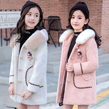 女童外套中大童新款秋冬款洋气女孩加厚儿童中长款水貂绒保暖大衣