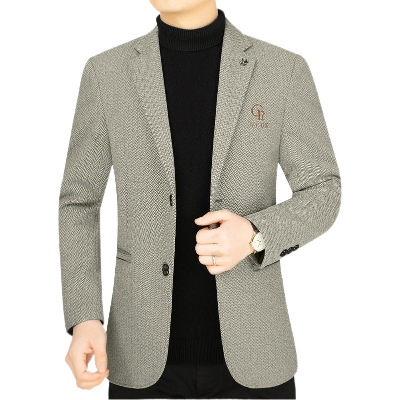 2024 primavera y otoño chaqueta de traje de hombre de mediana edad papá desgaste Delgado negocio casual ropa superior traje de una pieza para hombres