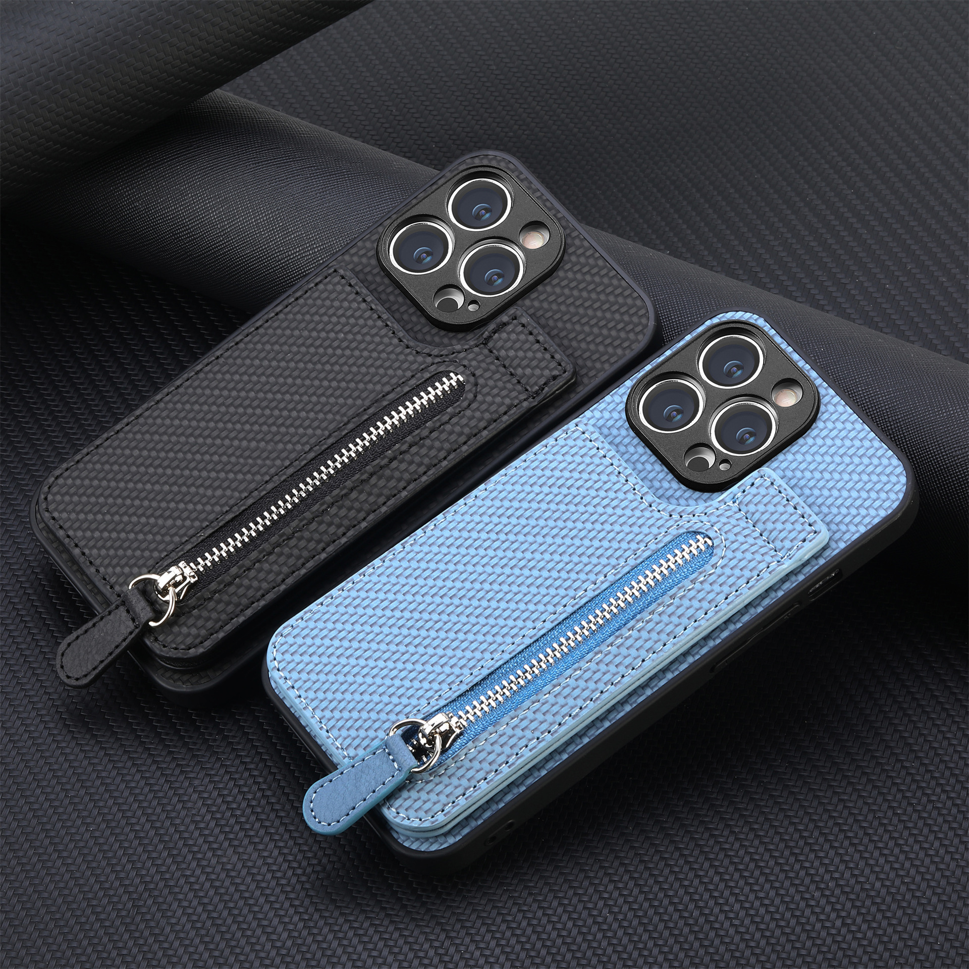 TechGlobe Compatible With IPhone 17 Flip Holder Phone Case Wallet Stand Zipper Bag Card Slot Protective Cover_voghion.com