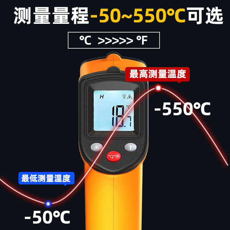 ♔红外线测温仪工业用油温枪测温枪商用厨房烘焙检测器测水温温度