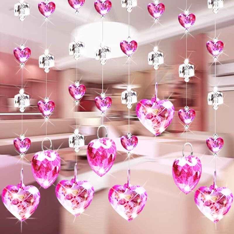 Heart-Shaped Bead Curtain for Bedroom Door, Living Room Partition Decoration, Corridor Entrance, Bedroom Curtain, Room Hanging Decoration, Bead String