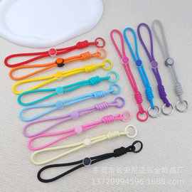 厂家定制彩色塑胶扣挂绳 涤纶编织绳手工绳 玩具公仔挂绳服饰挂饰