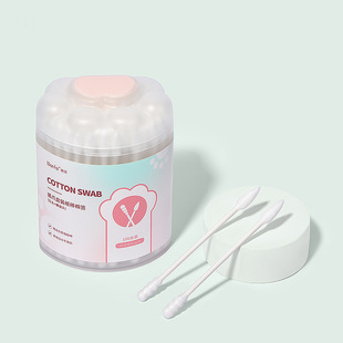 Spiral Head Paper Stick Ear Cotton Swab Double-Ended Disposable Cotton Swab Pointed Cotton Swab Box for Makeup Removal and Makeup Removal