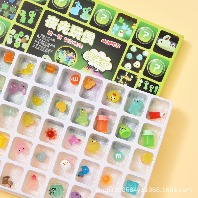 模擬食品おもちゃ 40 個、ブラインドボックス、ミニミニチュアボトル、発光 DIY 樹脂装飾品、子供の日のギフト|undefined