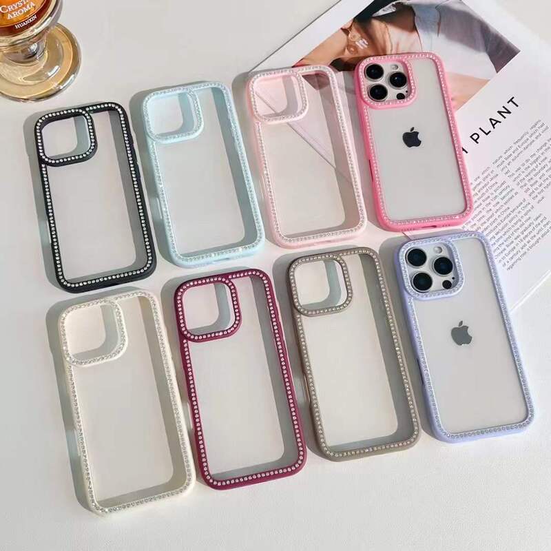 Suitable for Apple 17 Candy Color Rhinestone iPhone 16 Star Diamond Mobile Phone Case Dot Diamond Transparent Diamond Anti-Fall Protective Cover