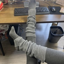 灰色袜套堆堆袜小腿袜套慵懒日系jk毛线针织腿套踩脚保暖加厚长筒
