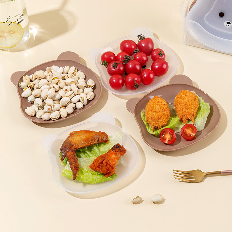 Cartoon Bear Family Home Bone-Eating Plate Snack Plate Dining Table Small Plate Bone-Eating Plate Living Room Fruit Snack Plate