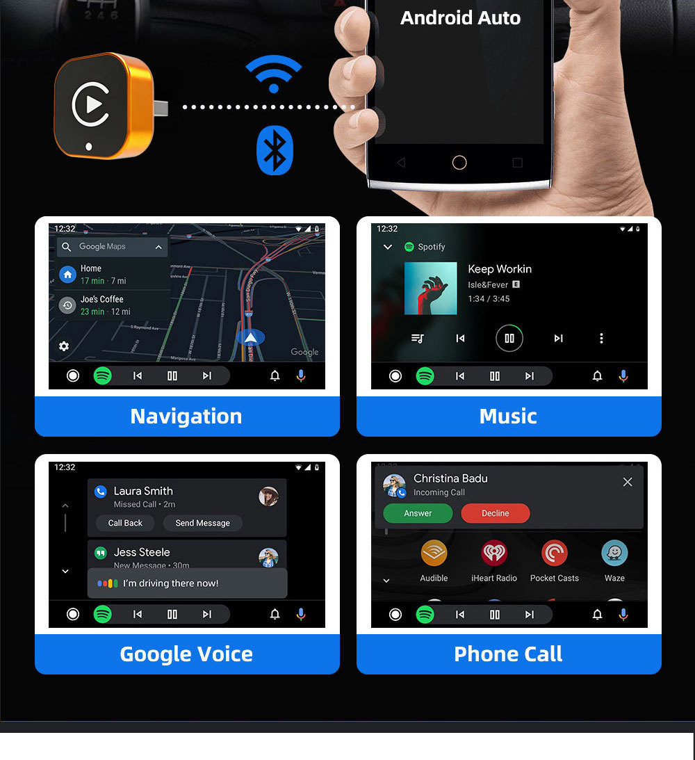 New cross-border wireless CarPlay supports Apple's overseas Android car system AI mini box with automatic connection