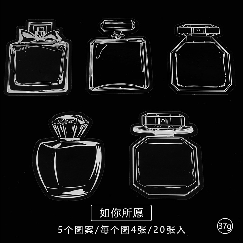 Bolso de papel adhesivo transparente PET creativo para estudiantes de primaria, botella de bricolaje hecha a mano, flor seca, etiqueta engomada, marcador, etiqueta decorativa al por mayor