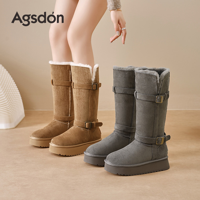 Botas de nieve de fondo grueso para mujeres 2025 nuevo otoño invierno con zapatos de algodón grueso no más altos que la rodilla