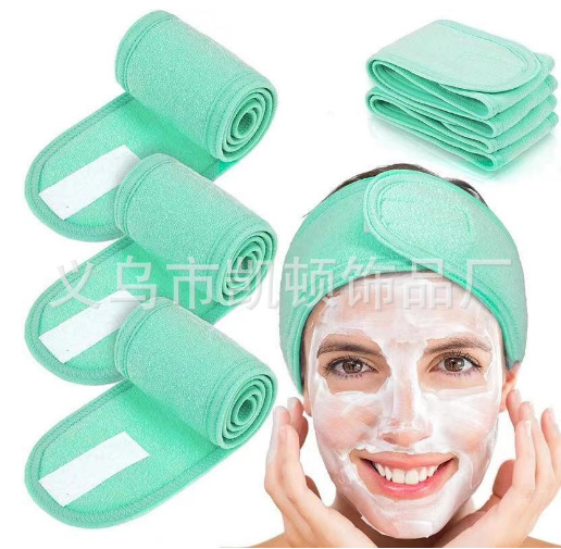 Banda para el cabello para el lavado de cara transfronterizo, máscara de maquillaje, pañuelo en la cabeza, cinta para el cabello con velcro, poliéster