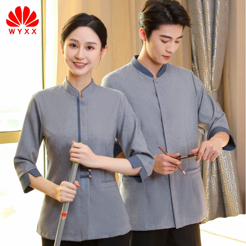 Одежда для чистки отеля с коротким рукавом мужская и женская одежда с половинным рукавом имущество общественного питания в гостиничном номере дежурная тетя Рабочая одежда летняя одежда