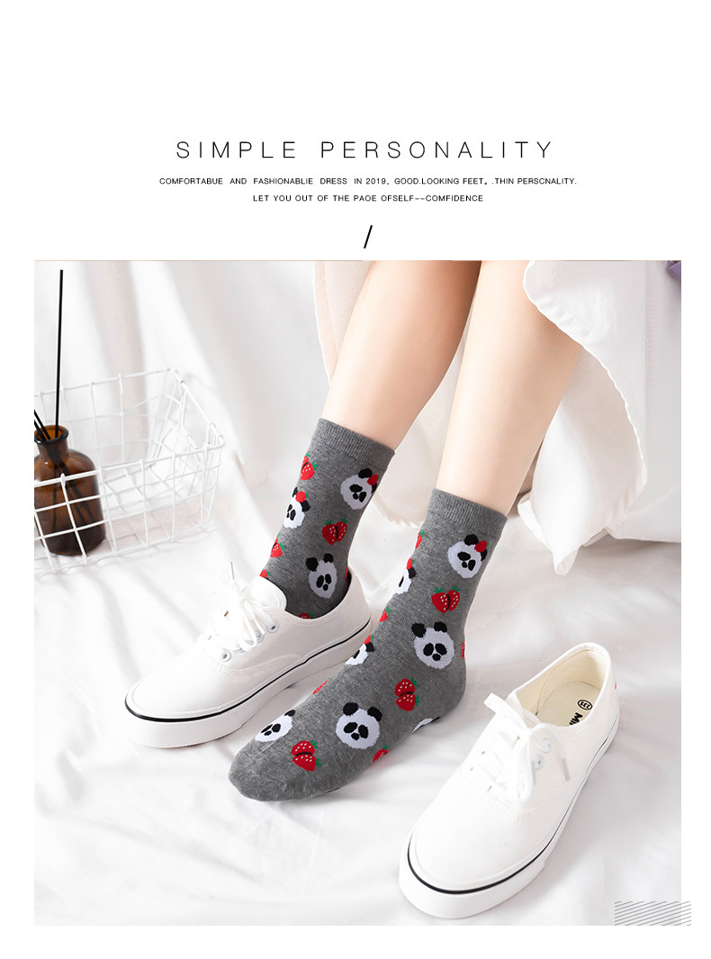 Breathable Function Japanese Style Women's Cartoon Fruit Cotton Crew Socks A Pair