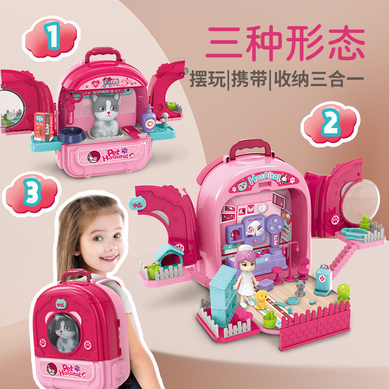 Los niños juegan a las casitas multifuncional tocador accesorios para mascotas gato cachorro mochila de doble cara bolsa espacial Chica Juguete