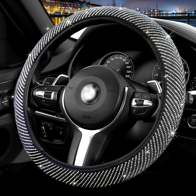 Новая крышка рулевого колеса автомобиля с алмазной вставкой эластичное не внутреннее кольцо волна полный Diamond Four Seasons универсальная трансграничная крышка ручки горячего сверления горячая распродажа