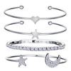 Fashionable set, metal women's bracelet, European style, 4 piece set