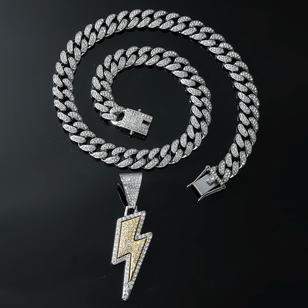 1 Piece Quantity Party, Street Occasion Hip-hop Lightning Alloy Plating Inlay Rhinestones Men's Pendant Necklace
