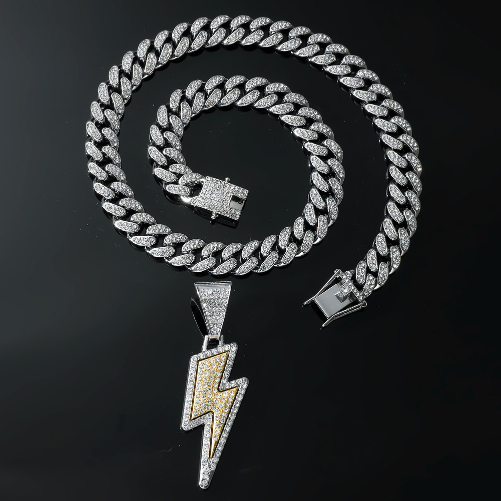 Hip-hop Lightning Alloy Plating Inlay Rhinestones Men's Pendant Necklace display picture 3