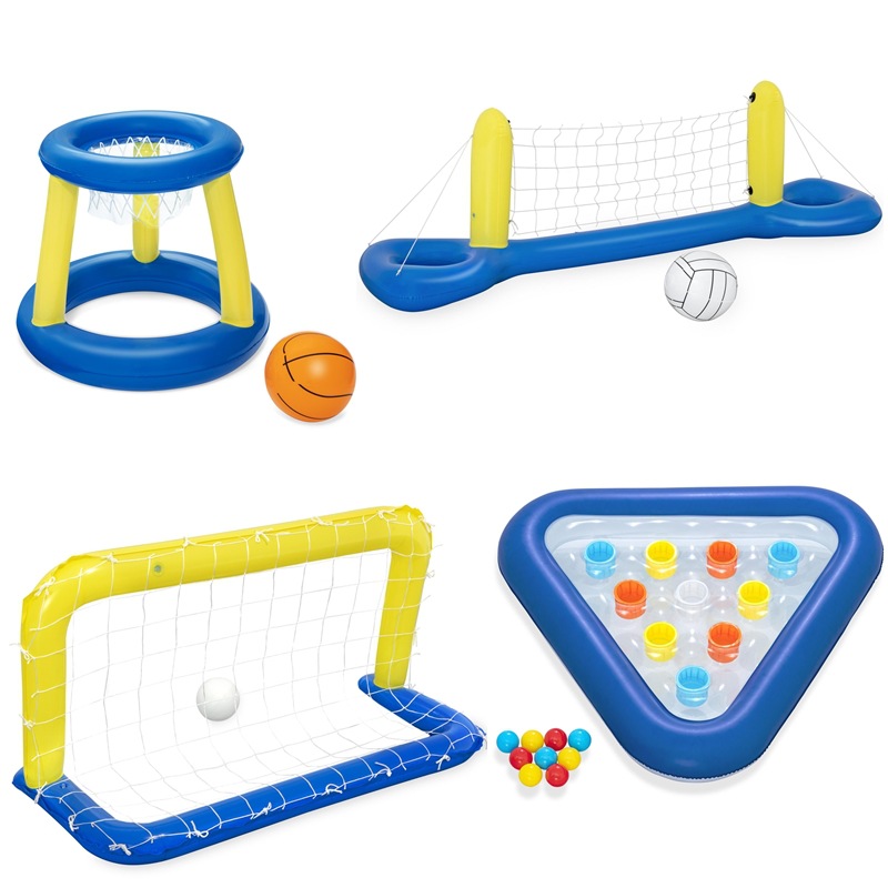 Parque acuático piscina de voleibol infláble piscina infantil puerta de fútbol juguetes rack de baloncesto multijugador plato