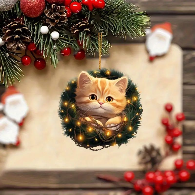 Nuevo acrílico plano transfronterizo personalidad creativa gatos decoración colgante espejo retrovisor de automóvil llave decoración colgante image 2