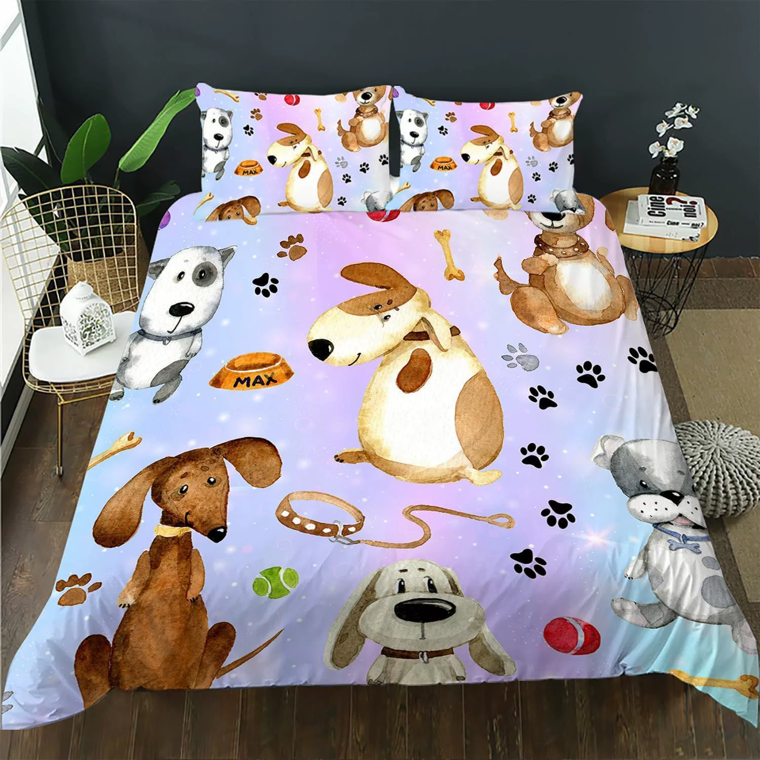 Кросс-бордерное постельное белье, трехкомпонентное одеяло, наволочка, аниме, щенок, мультяшная цифровая печать, оптовая продажа на Amazon