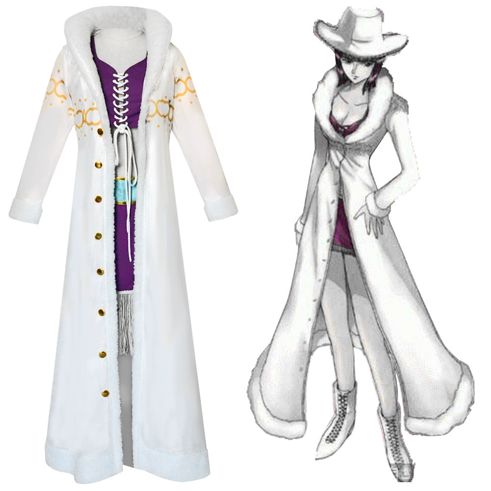 Косплей-пальто One Piece Robin, женское, длинное с большим воротником из искусственного меха, в полный рост