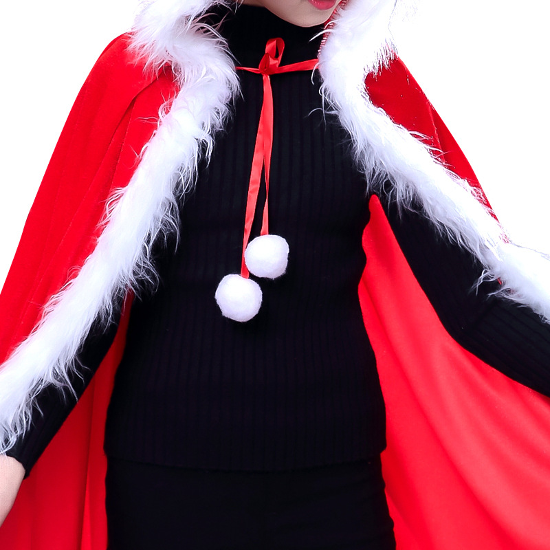 Christmas Gold Velvet Hooded Cloak Christmas Boys and Girls Long Velvet Short Velvet Cloak Stage Costume Dress Up_voghion.com