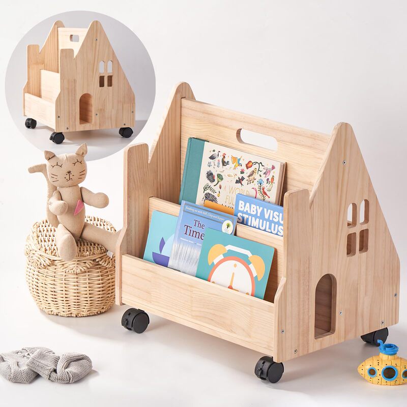 New cross-border solid wood floor-standing newspaper rack, picture book storage rack, display bookcase, storage shelf, children's bookshelf, picture book rack