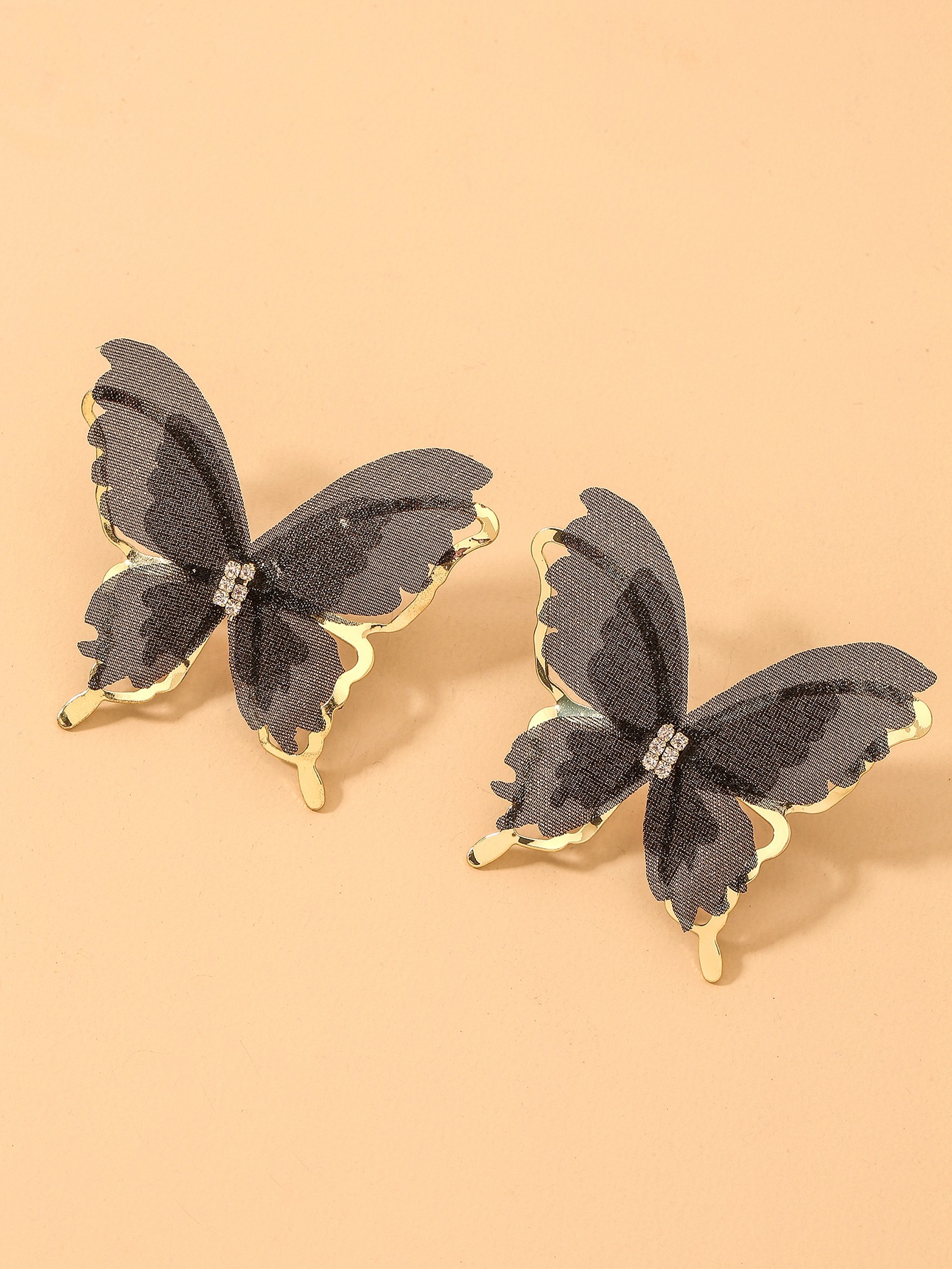 925 Silver Needle Tulle Butterfly Earrings display picture 3