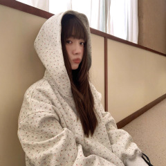韩系碎花连帽卫衣外套女秋季款宽松休闲显瘦短款上衣