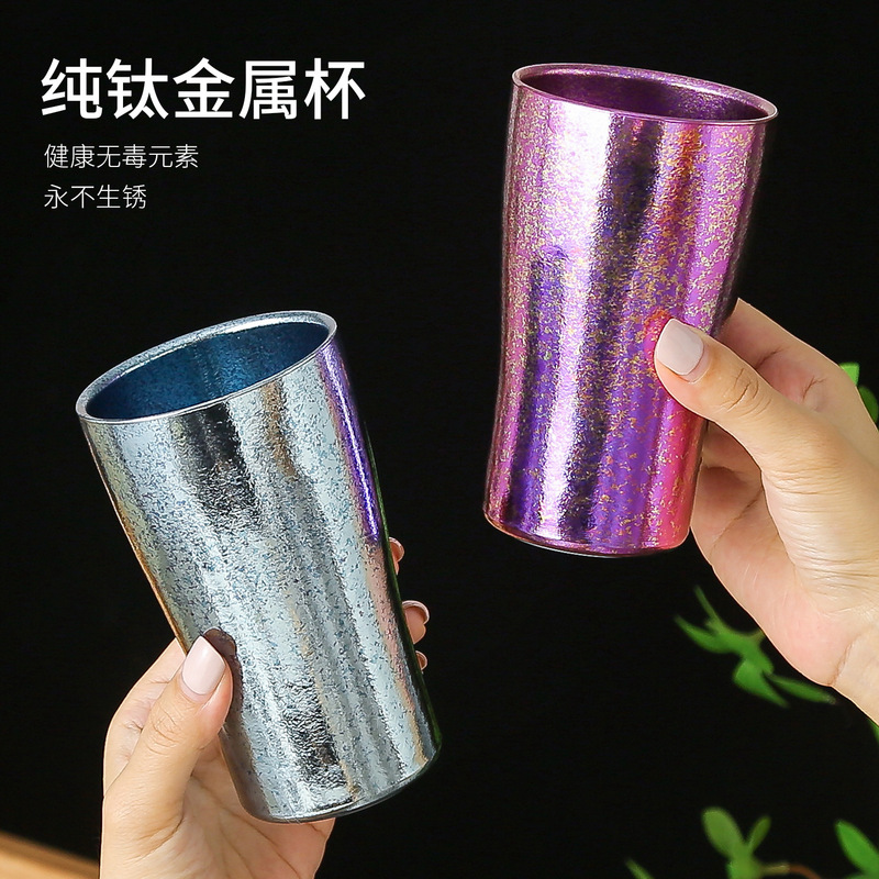 Portable double-layer insulated camping cup, stylish coffee, milk, juice cup, pure titanium outdoor double-layer water cup, beer cup Portable double-layer insulated camping cup, stylish coffee, milk, juice cup, pure titanium outdoor double-layer water cup, beer cup