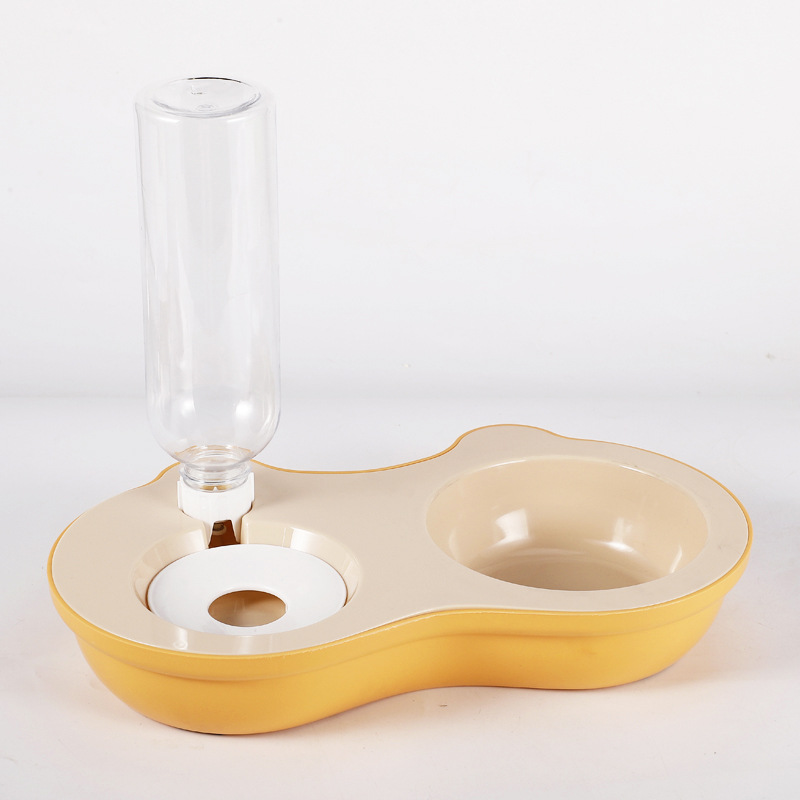 Tazón para mascotas al por mayor Tazón para gatos de plástico Tazón doble Tazón para beber agua automática Tazón para comida anti-volcado Tazón para mascotas Tazón para arroz lindo para gatos Tazón para gatos