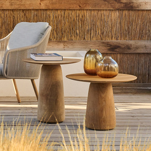 Nordic Outdoor Round Coffee Table Teak Household Internet Famous ins Style Small Apartment Outdoor Living Room Side Table for Balcony