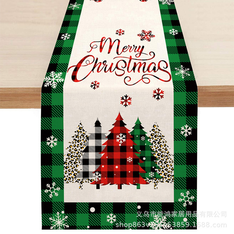 国境を越えた新しいクリスマステーブル旗の家庭装飾プリントテーブルマット茶何蓋布創造クリスマステーブル旗テーブルクロス|undefined